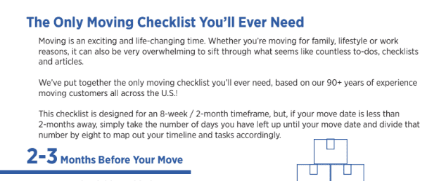 Moving Checklist Brochure