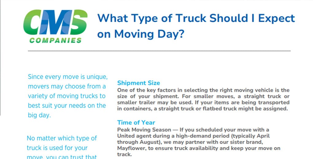 What Type Of Truck To Expect On Moving Day Brochure